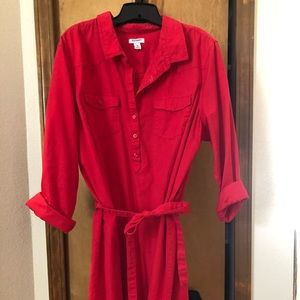 Red shirt dress